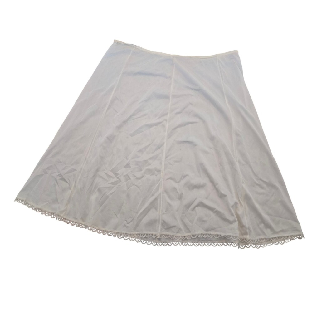 Vintage White Lace Trim Half Slip Petticoat Lingerie Underskirt